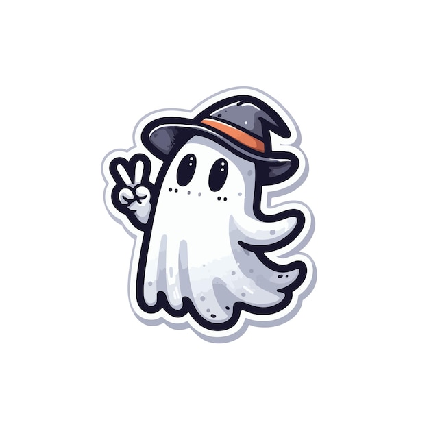 Vector cute halloween ghost vector mascot on white background