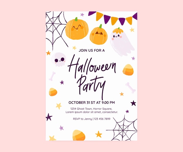 Cute Halloween party invitation card