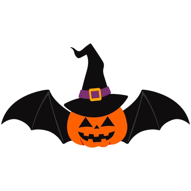 Cute halloween pumpkin with bat wings