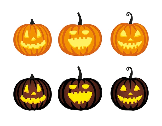 Cute halloween pumpkins. Flat style illustration.