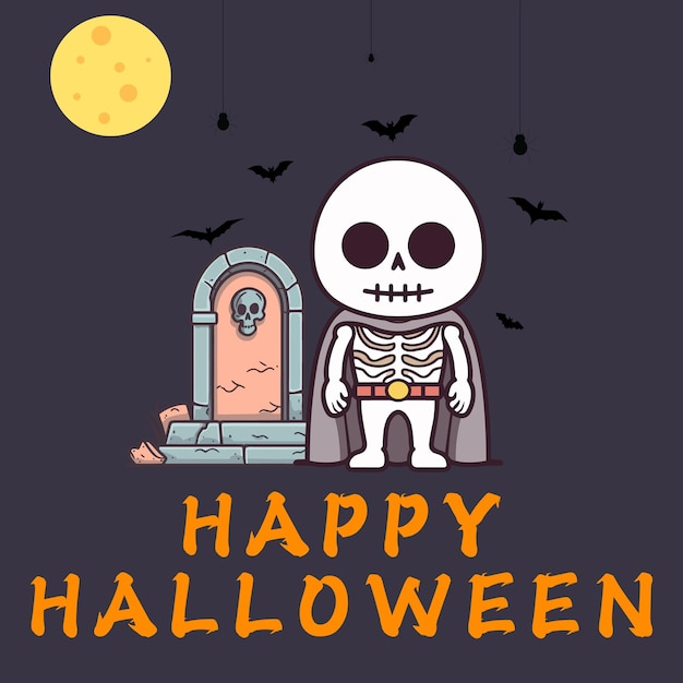 Cute Halloween skeleton image vector illustration portfolio