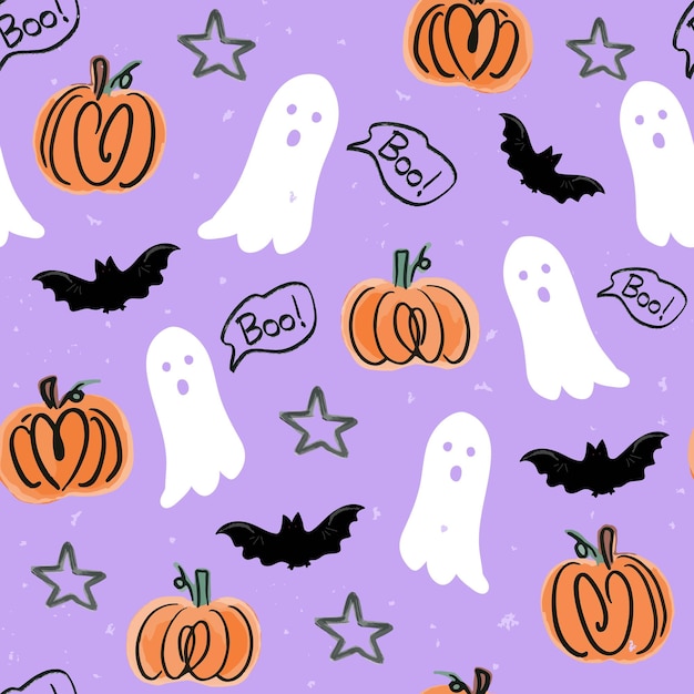 Cute haloween cartoon seamless pattern