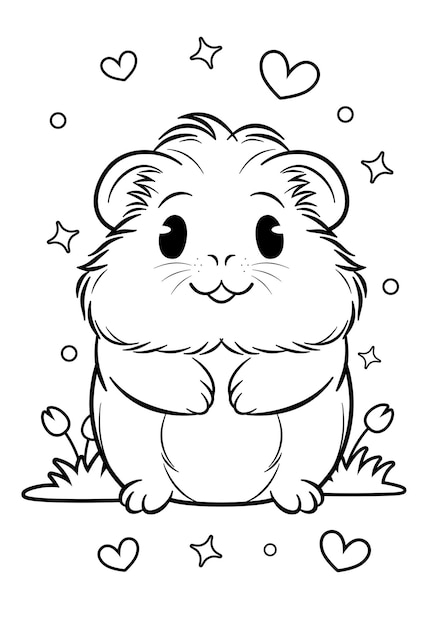 Vector cute hamster coloring page illustration