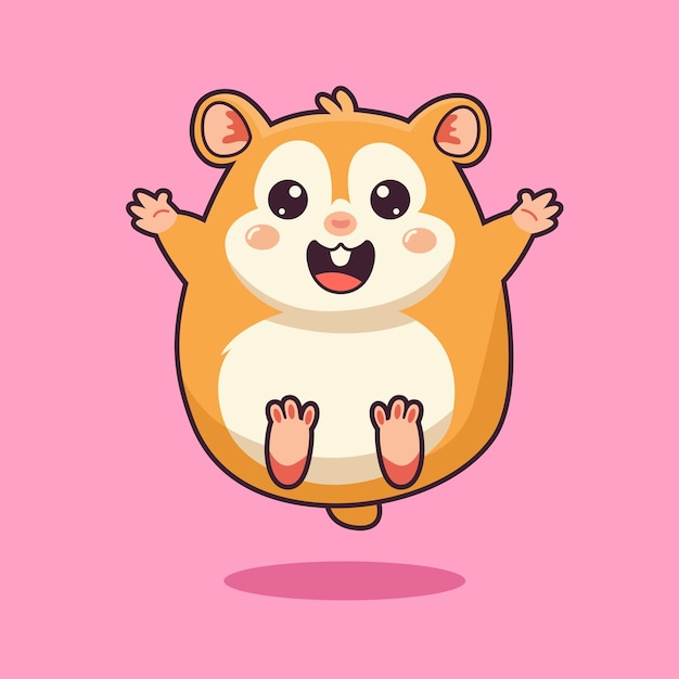 Cute hamster jumping cheerfully cartoon vector illustration