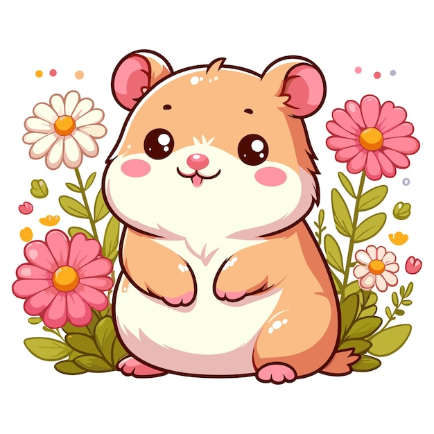 Vector cute hamster vector cartoon illustration