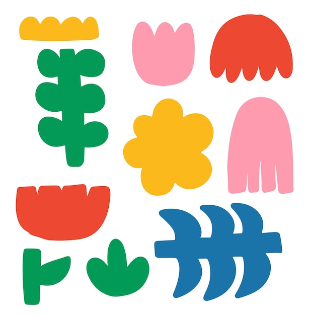 Cute Hand Draw Flower Organic Shapes Pattern