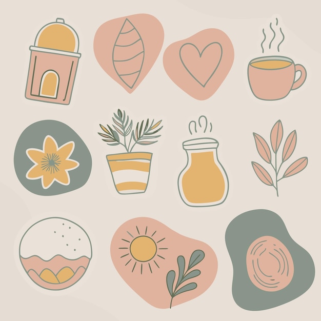 Vector cute hand drawn aesthetic illustrations perfect for stickers social media and more