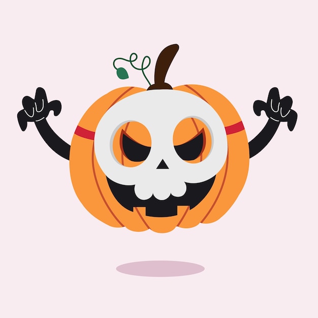 Cute Hand Drawn Cartoon Character Funny Pumpkin.