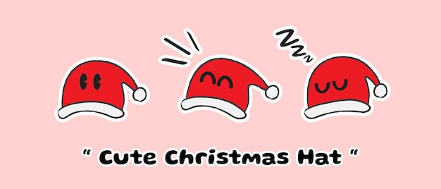 Cute Hand Drawn Christmas Hat Illustration Set