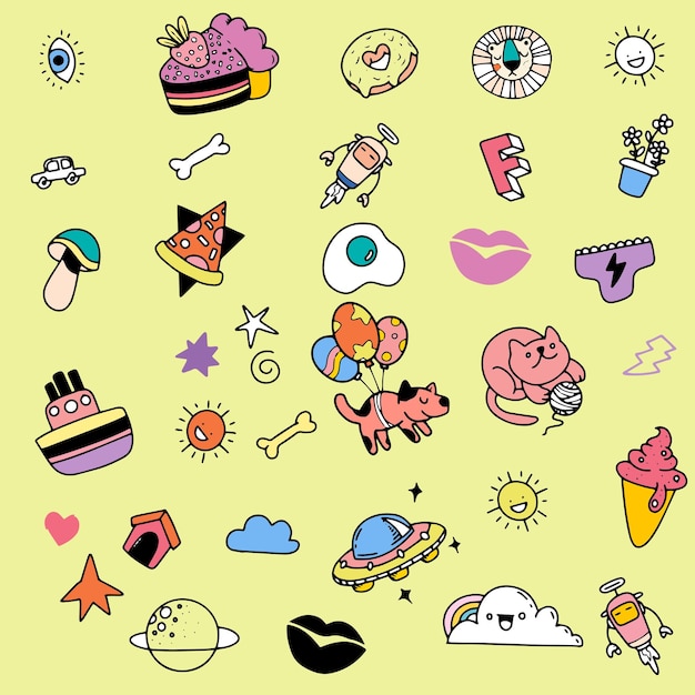 Cute hand drawn doodle vector set