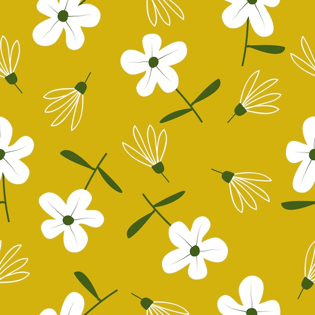 Cute hand drawn  floral pattern seamless