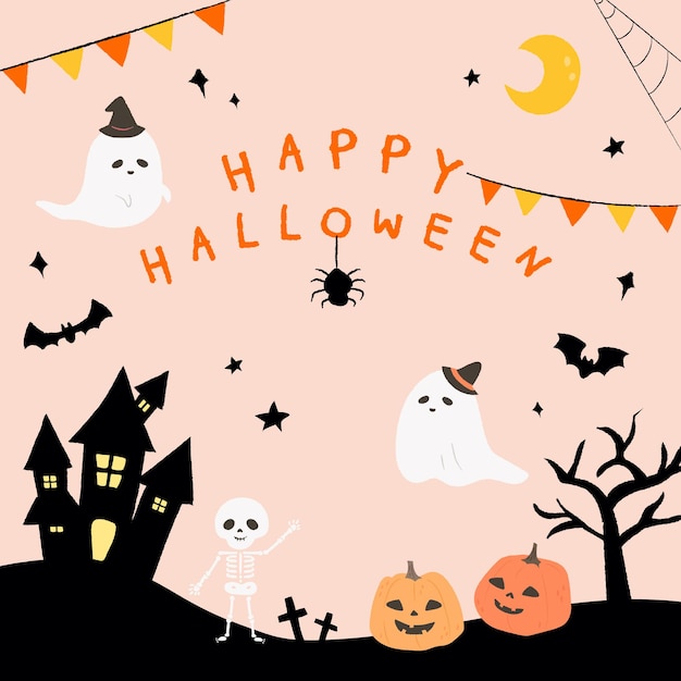 Cute hand drawn halloween illustration