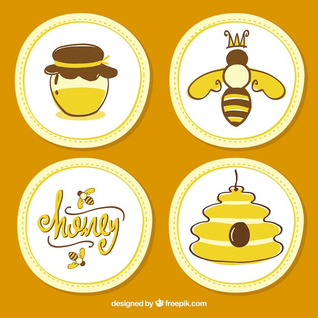 Cute hand drawn honey badges