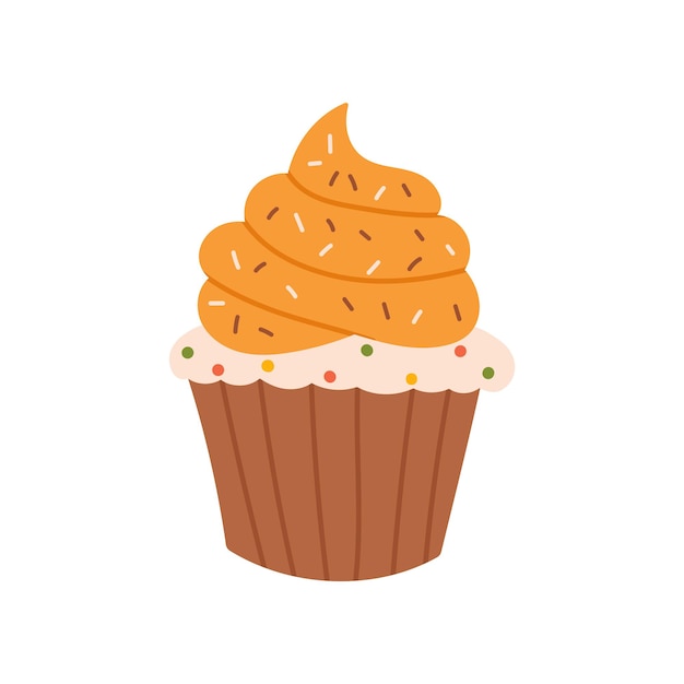 Cute hand drawn pumpkin cupcake