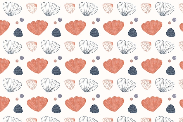 a cute hand drawn sea shells seamless pattern