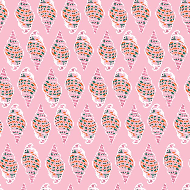 Cute hand drawn seashells sweet mood illustration seamless pattern vector EPS10,Design for fashion , fabric, textile, wallpaper, cover, web , wrapping and all prints on Pink