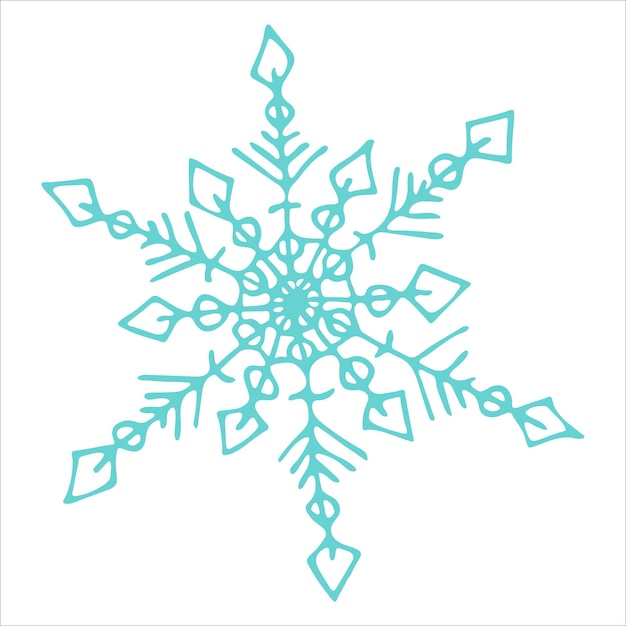 Cute hand drawn snowflake Vector winter clipart Christmas and New Year doodle