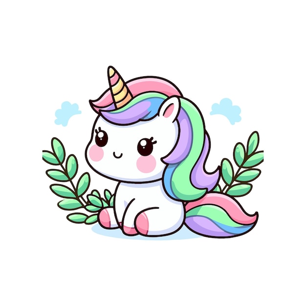 Cute hand drawn unicorn cartoon illustration