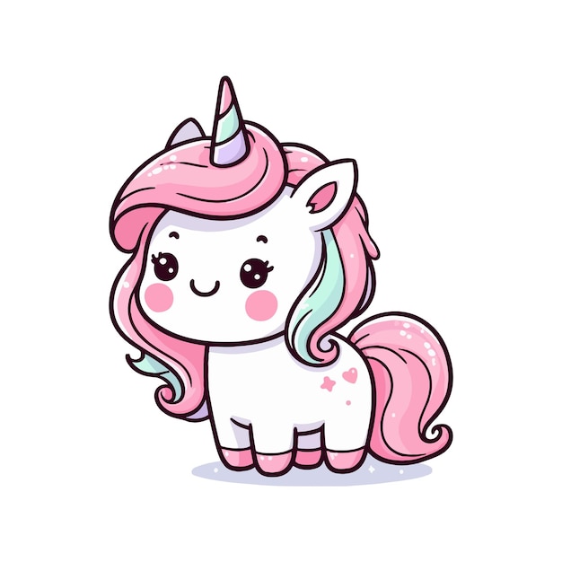 Cute hand drawn unicorn cartoon illustration