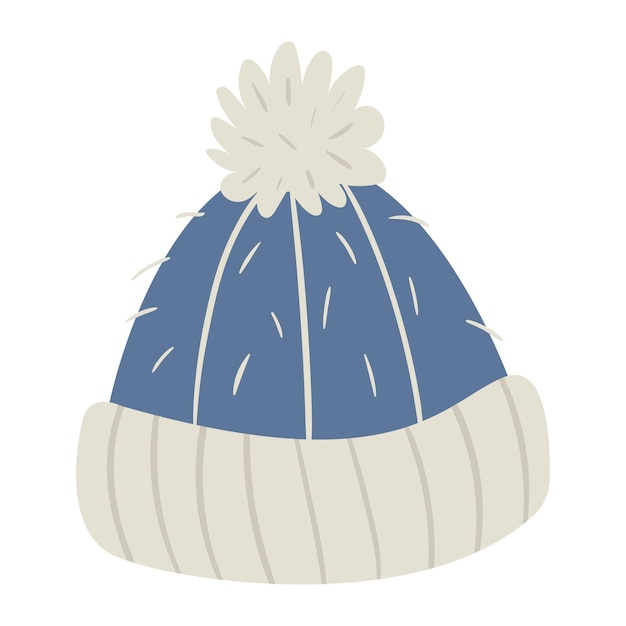 Cute hand drawn winter hat with pompom