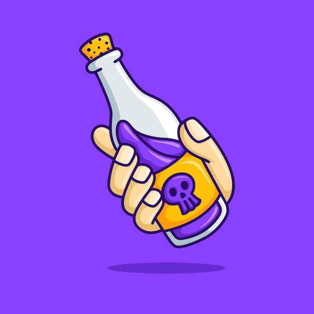 cute hand holding beer bottle vector illustration cartoon poison bottle flat design