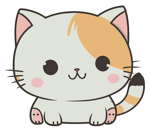 A cute handdrawn cartoonstyle orange cat expressing a coquettish feeling