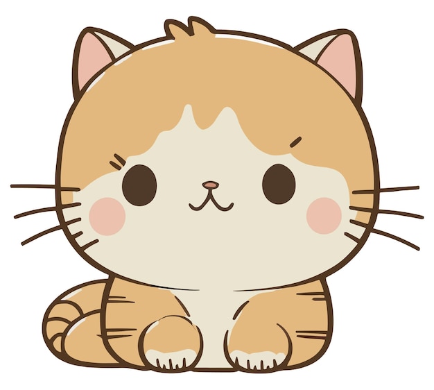 A cute handdrawn cartoonstyle orange cat expressing a coquettish feeling