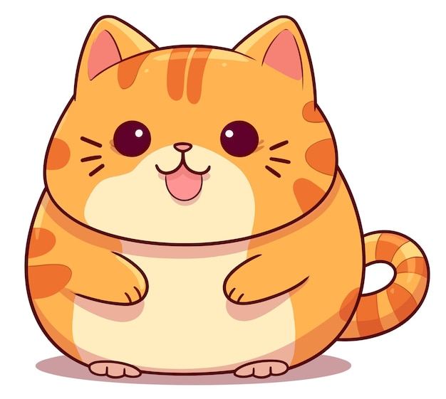 A cute handdrawn cartoonstyle orange cat expressing a coquettish feeling