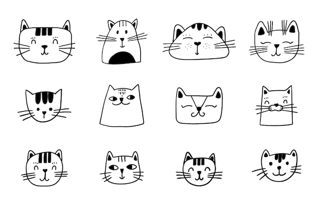 Cute handdrawn cat funny doodle kitty vector cartoon illustration