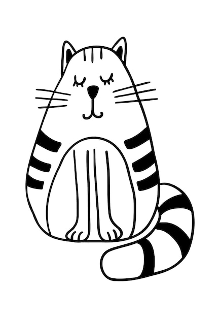 Cute handdrawn cat Funny doodle kitty Vector cartoon illustration