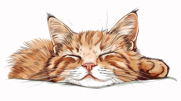 Cute Handdrawn Vector Illustration of a Cat Sleeping Face