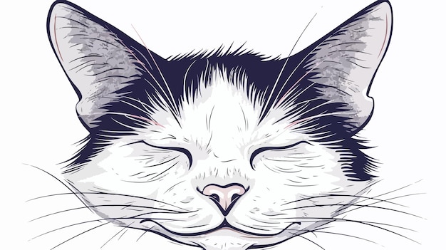 Vector cute handdrawn vector illustration of a cat sleeping face