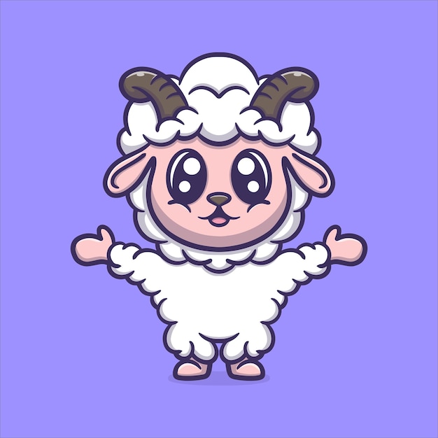 Cute happiness goat cartoon vector icon illustration animal activities