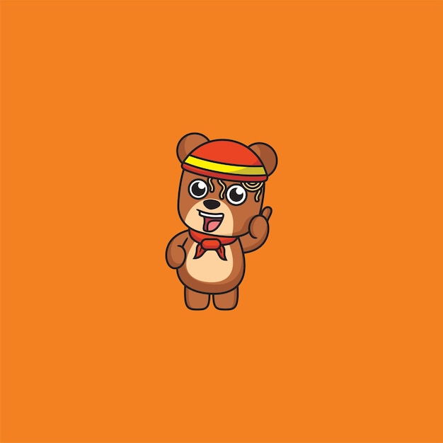 Cute Happy Bear Mascot Logo Cartoon