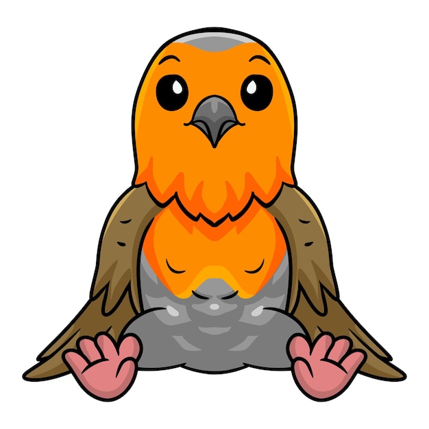 Cute happy bird cartoon sitting