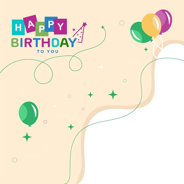 cute happy birthday card with balloons happy birthday concept banner social media post template