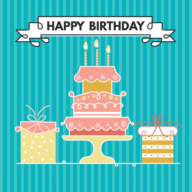 Cute Happy birthday Greeting Card and Party Invitation