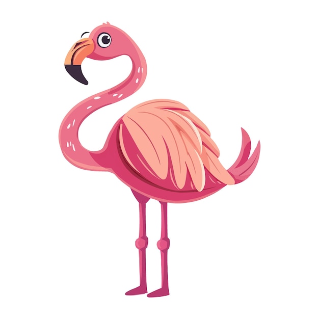 Vector cute happy cartoon flamingo