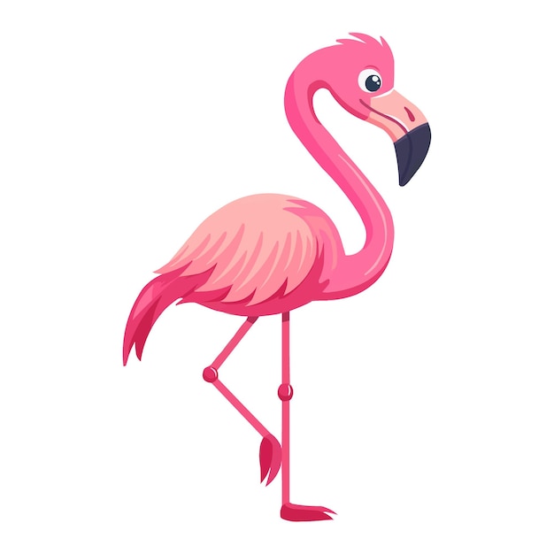 Vector cute happy cartoon flamingo