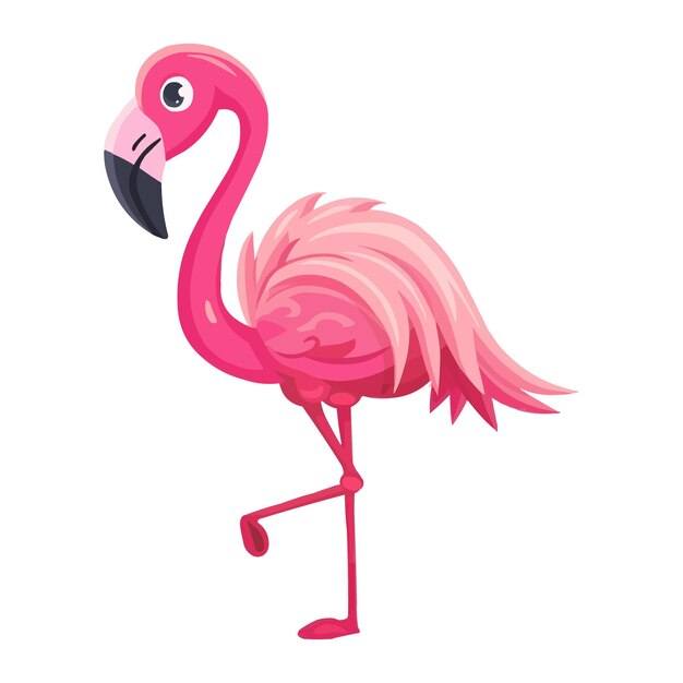 Vector cute happy cartoon flamingo