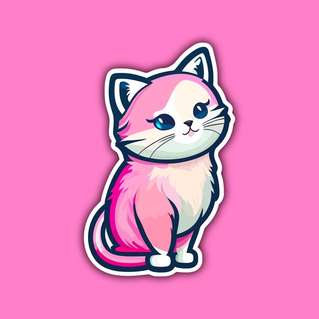 Cute happy cat vector sticker