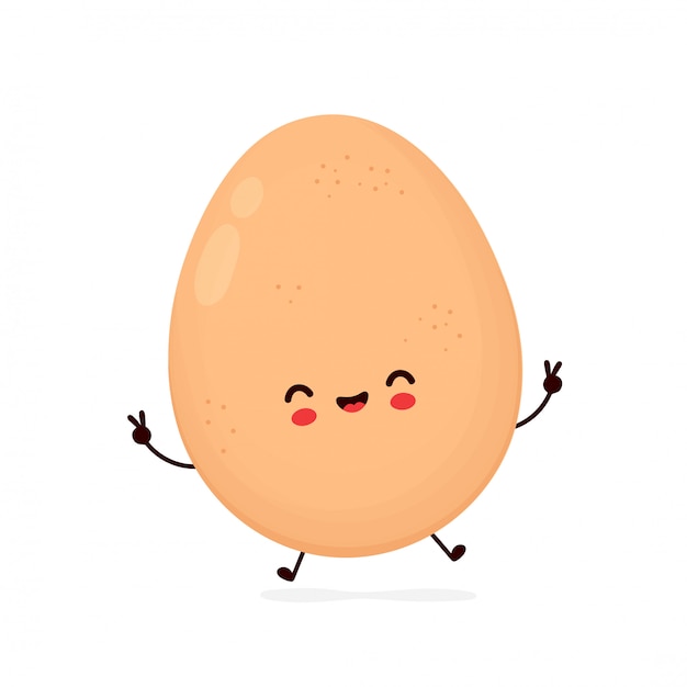 Cute happy chicken egg. Cartoon character. Chicken egg, Easter concept