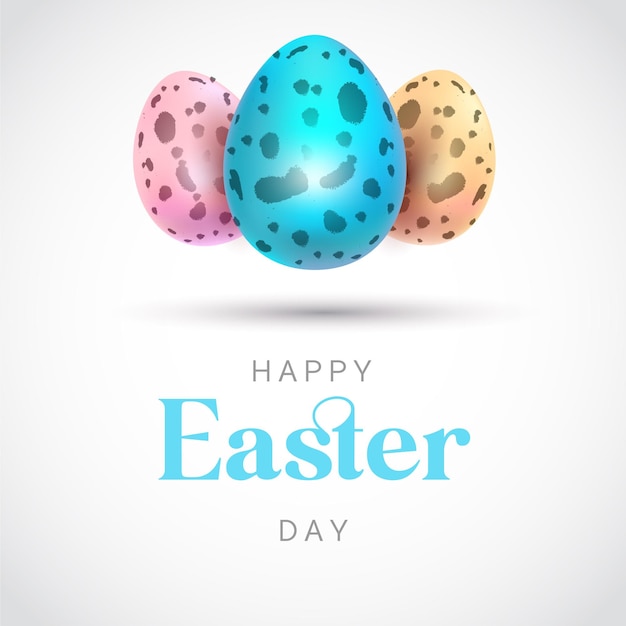 cute happy Easter background with realistic eggs