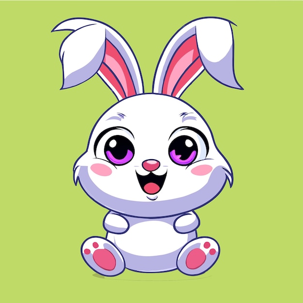 Cute happy easter bunny rabbit hand drawn flat stylish cartoon sticker icon concept isolated