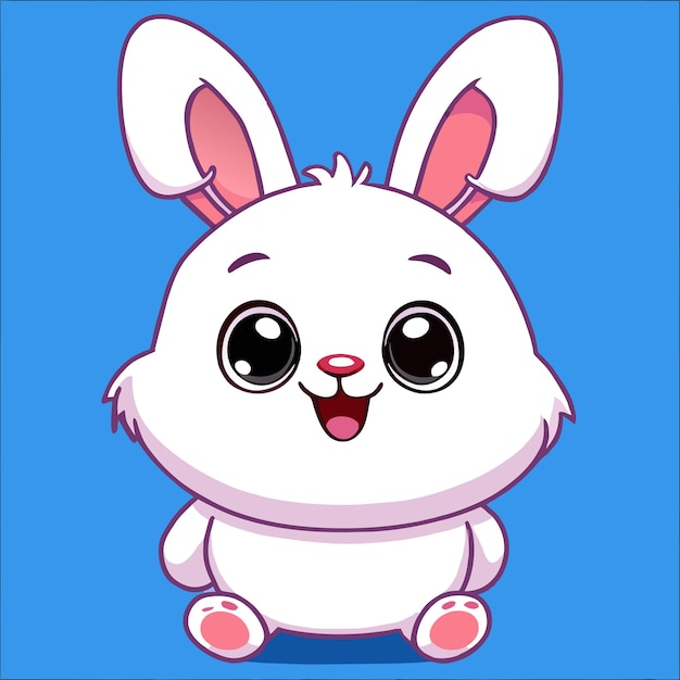 Cute happy easter bunny rabbit hand drawn flat stylish cartoon sticker icon concept isolated