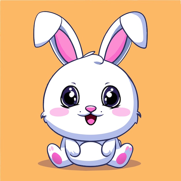 Cute happy easter bunny rabbit hand drawn flat stylish cartoon sticker icon concept isolated