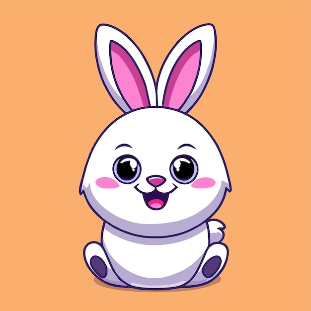 Cute happy easter bunny rabbit hand drawn flat stylish cartoon sticker icon concept isolated