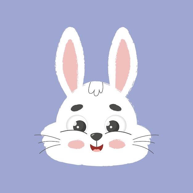 Cute happy easter bunny smiling head Rabbit character Cartoon vector illustration