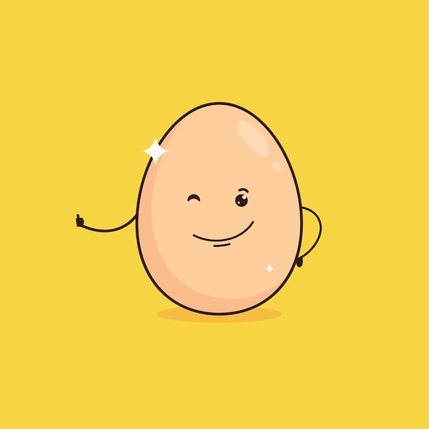 Cute happy egg Vector cartoon character illustration simple flat deaign style