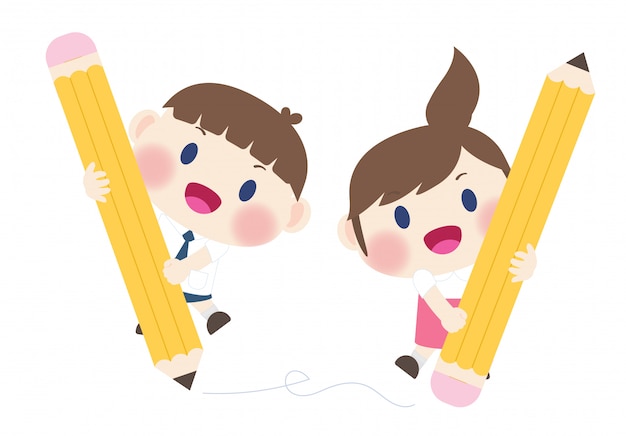 cute happy  elementary student back to school vector